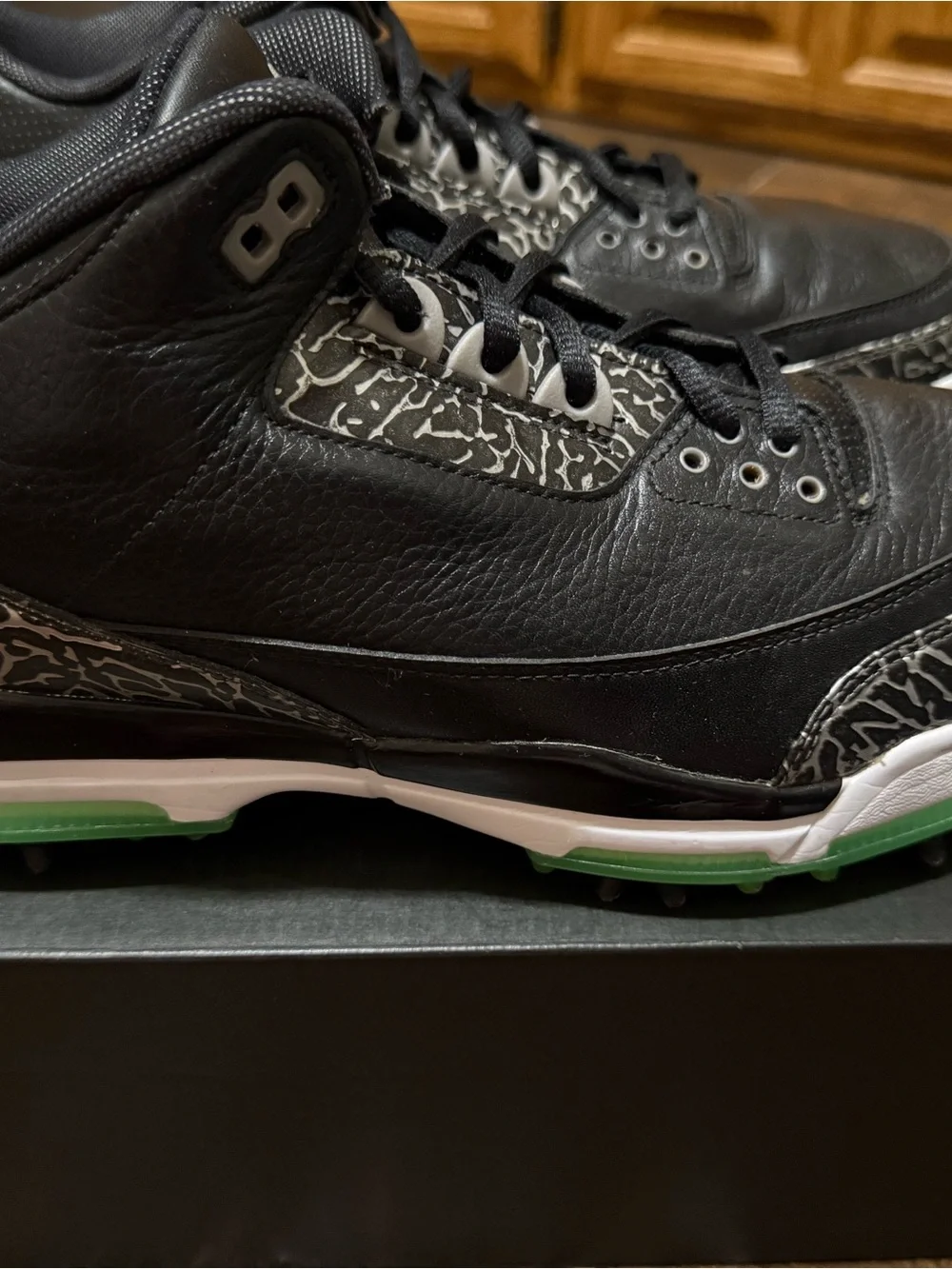 Nike Air Jordan Retro 3 G “Green Glow’s”, men’s size 12 golf shoes.